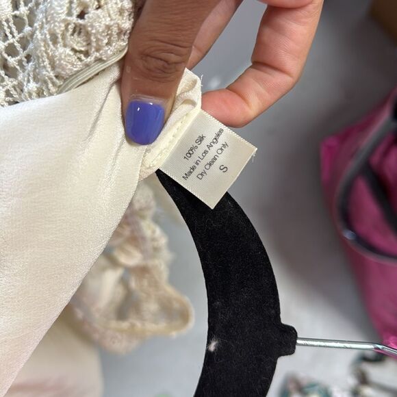 Elegant Cream Lace Top - Off Shoulder Lace 100% Silk Lace Top - CAMI NYC - Picture 3 of 3